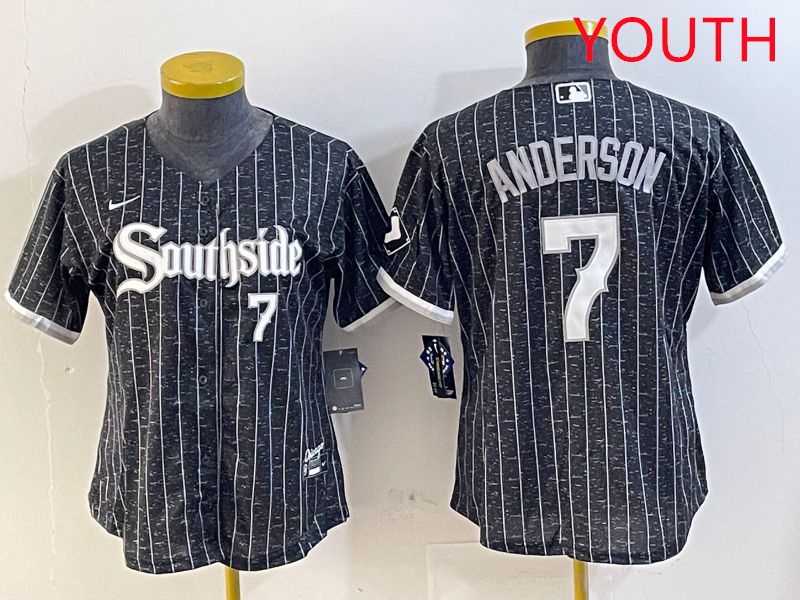 Youth Chicago White Sox #7 Anderson Black City Edition Game Nike 2025 MLB Jersey style 1
